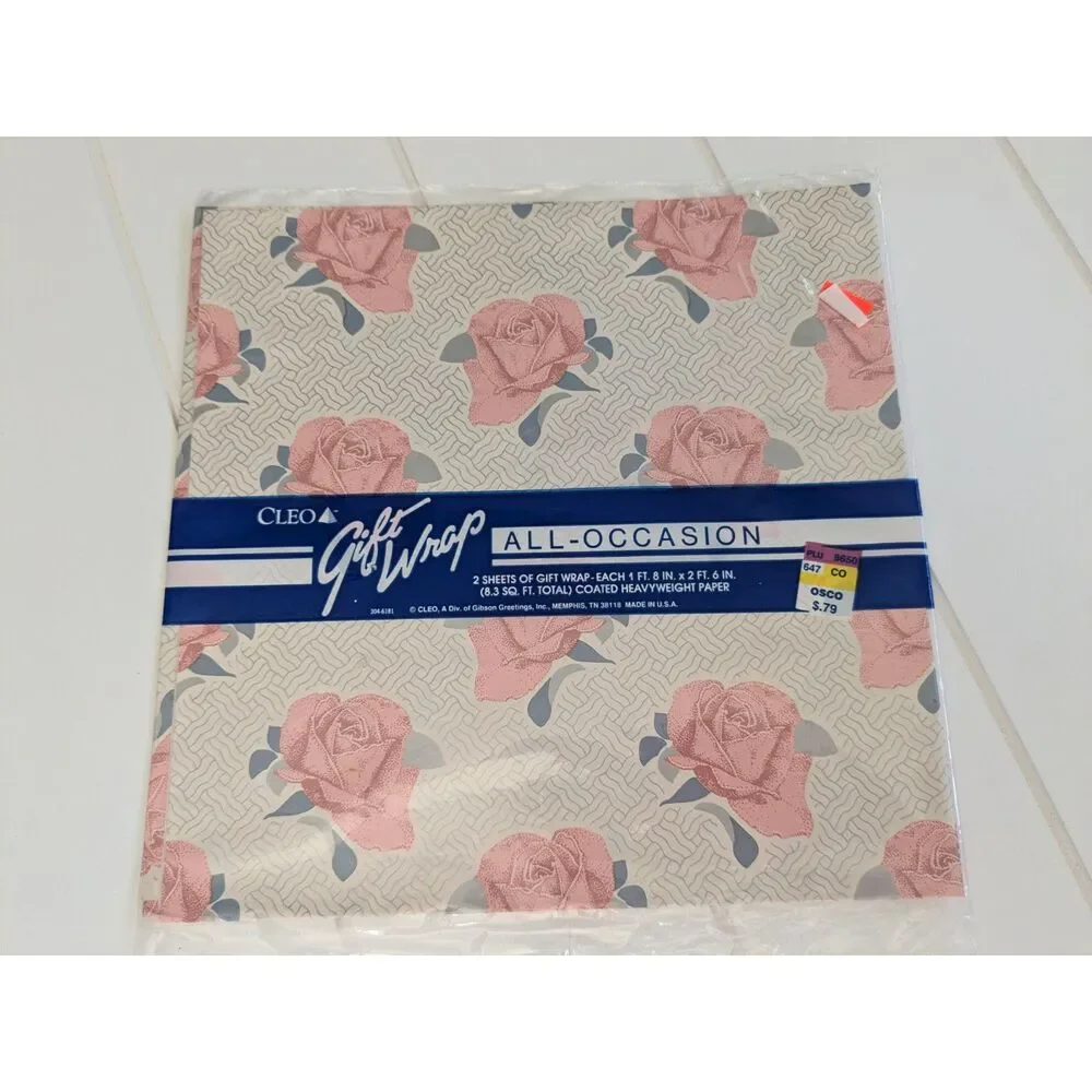 2 Packs Vintage/Retro Cleo Gift Wrap - Swans & Roses - 2 Sheets Each